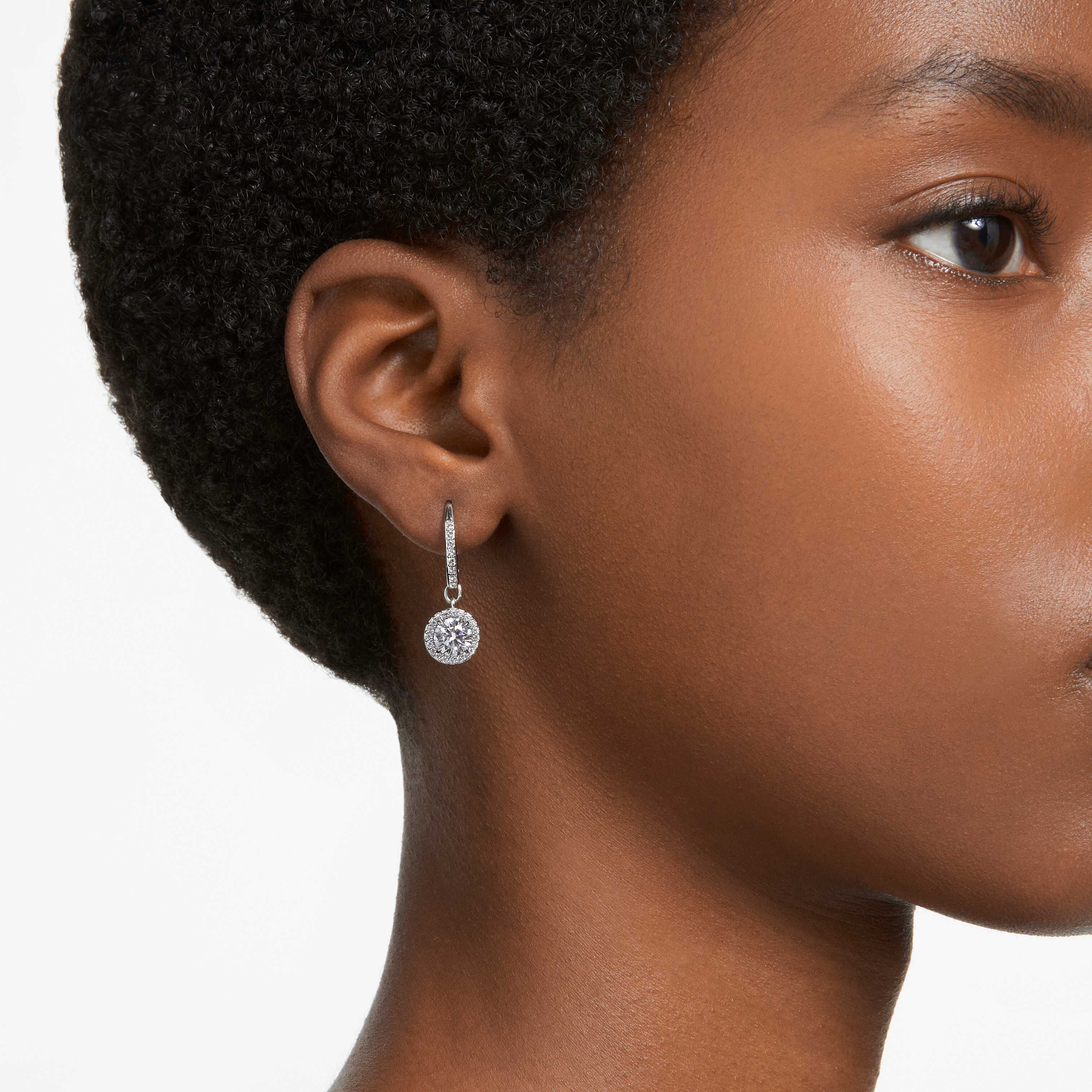 Buy Swarovski Constella drop earrings Round cut Pav White