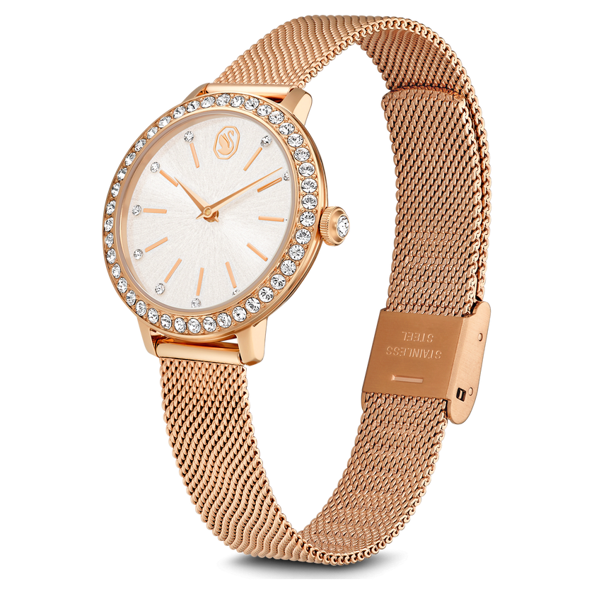 swarovski certa watch  swiss made  metal bracelet  rose gold tone  rose gold tone finish