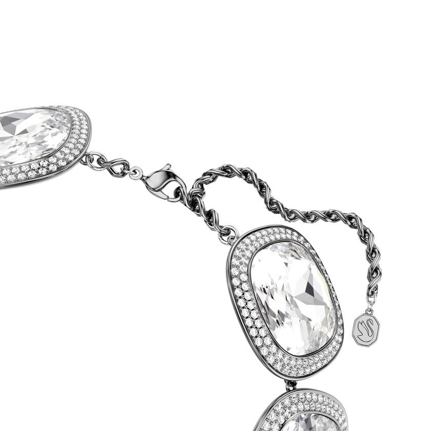 swarovski una angelic choker  cushion cut  white  ruthenium plated