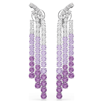 swarovski matrix clip earrings color gradient round cuts purple rhodium plated