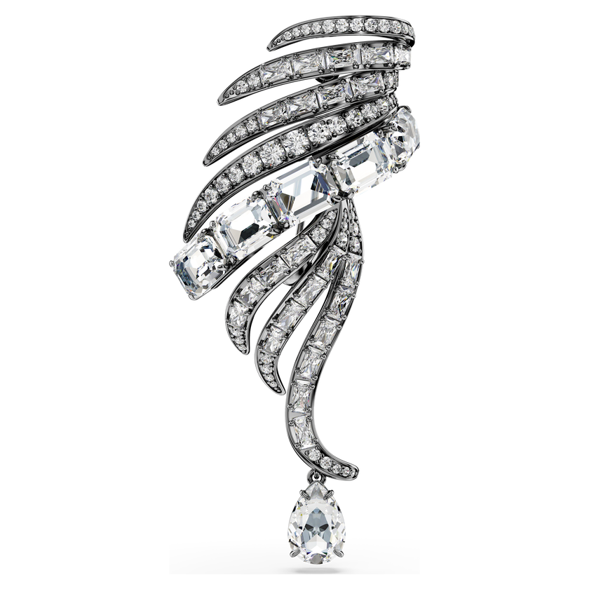 swarovski the vienna collection brooch  feather  white  ruthenium plated