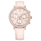 swarovski matrix tennis chrono watch swiss made leather strap pink rose gold tone finish