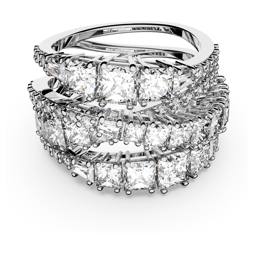 swarovski hyperbola ring  mixed cuts  white  rhodium plated