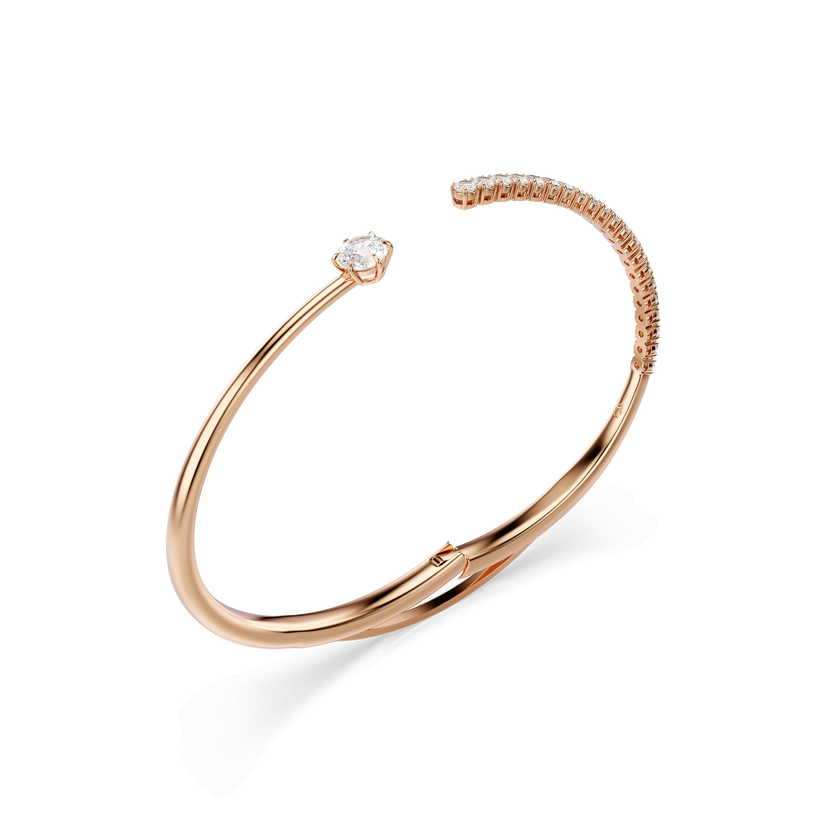 swarovski matrix bangle  round cut  white  18k rose gold finish