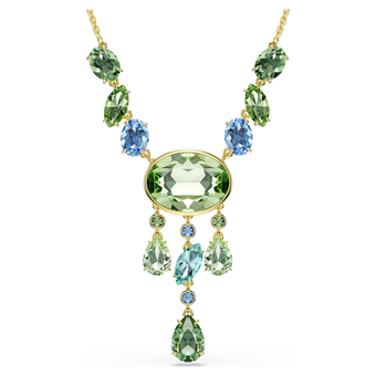 swarovski gema y necklace  mixed cuts  multicolored  gold tone plated