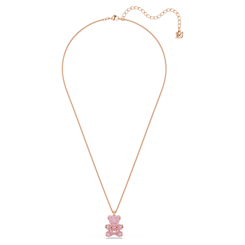 swarovski teddy pendant  bear  pink  rose gold tone plated