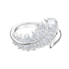 Nice Motif Ring, White, Rhodium plated
