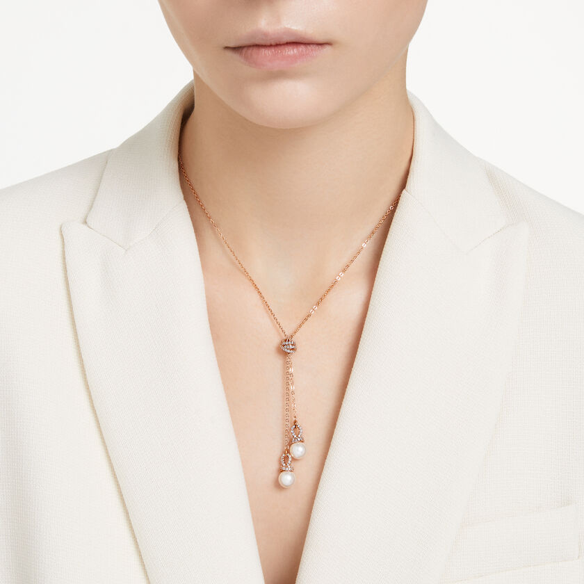 swarovski originally y pendant  white  rose gold tone plated