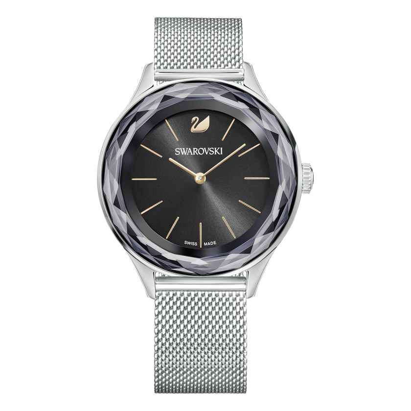 Octea Nova Watch, Milanese Bracelet, Black, Silver Tone
