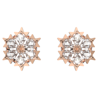 swarovski magic stud earrings  snowflake  white  rose gold tone plated