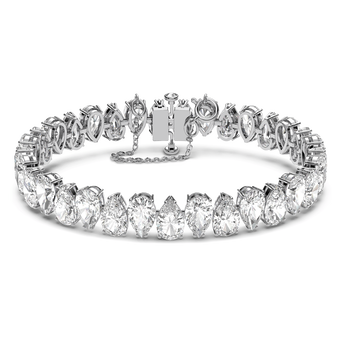 swarovski matrix tennis bracelet  pear cut  white  rhodium plated
