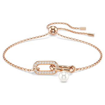 swarovski constella bracelet crystal pearl round cut white rose gold tone plated