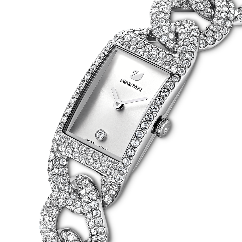 Cocktail Watch, Metal bracelet, Silver Tone, Stainless steel