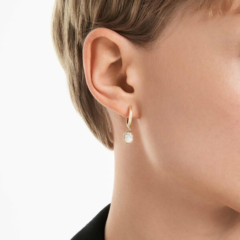 swarovski octagon drop earrings  lab grown diamonds 1 0 ct tw  octagon shape  18k yellow gold