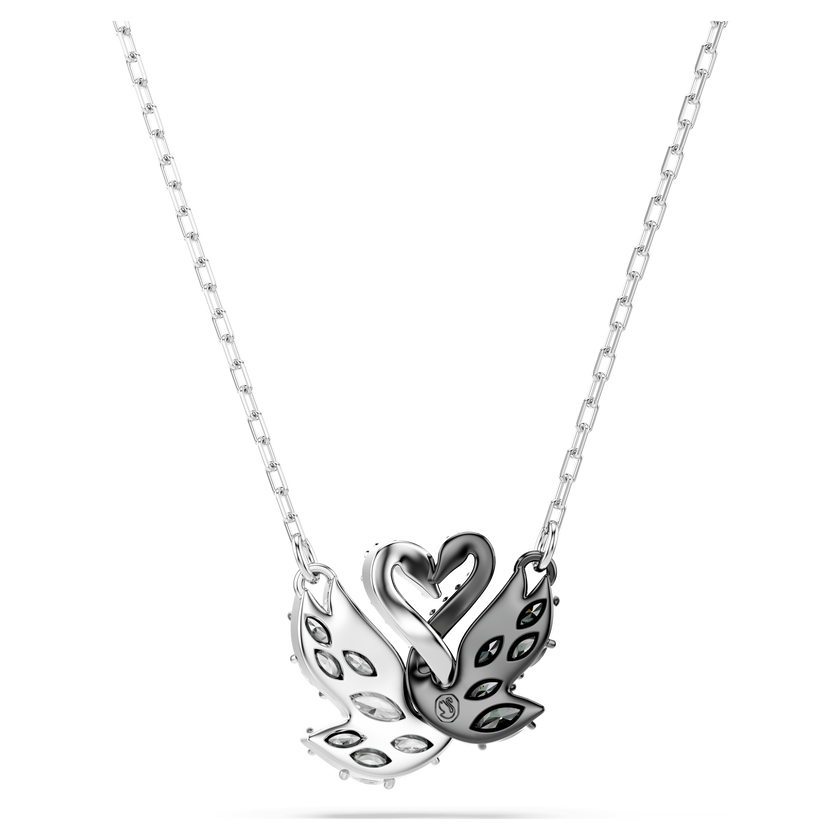 swarovski swan pendant  swan  black  rhodium plated