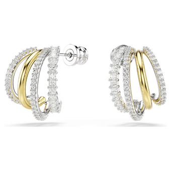 swarovski hyperbola hoop earrings mixed cuts mini white mixed metal finish