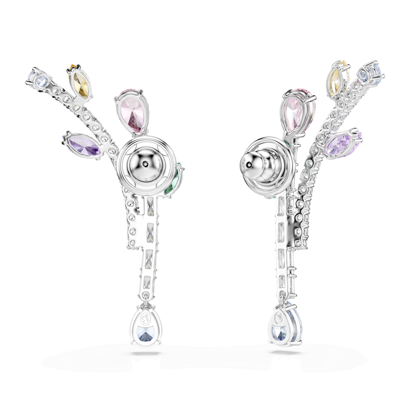 ariana grande x swarovski drop earrings  mixed cuts  multicolored  rhodium plated