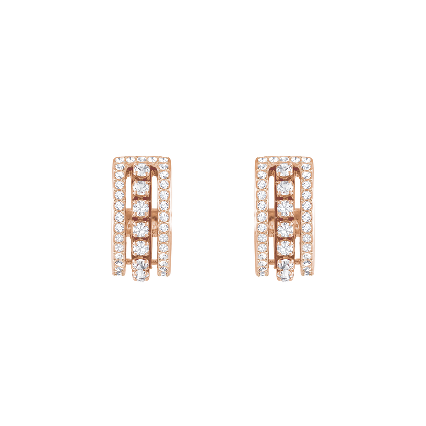 Further Pierced Earrings, White, Rose Gold Plating