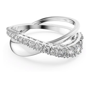 swarovski hyperbola ring round cut white rhodium plated