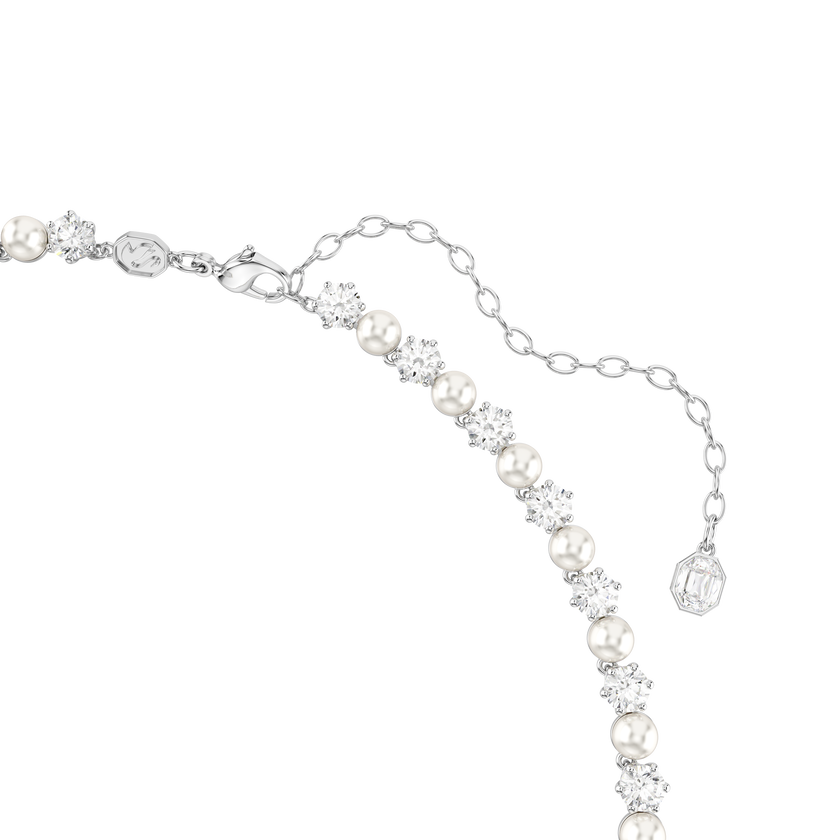 swarovski matrix set  crystal pearl  round cut  white  rhodium plated