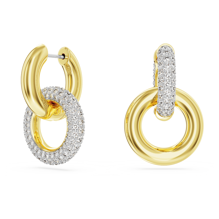 swarovski dextera hoop earrings  interlocking loop  white  gold tone plated