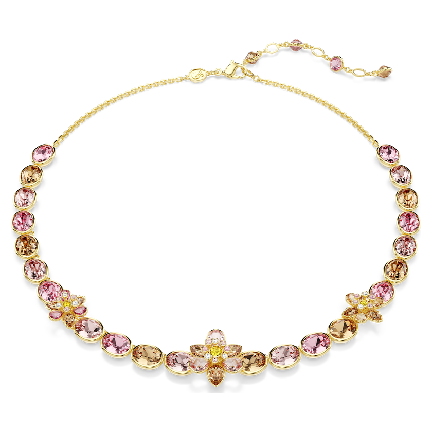 swarovski idyllia necklace  mixed cuts  flower  multicolored  gold tone plated