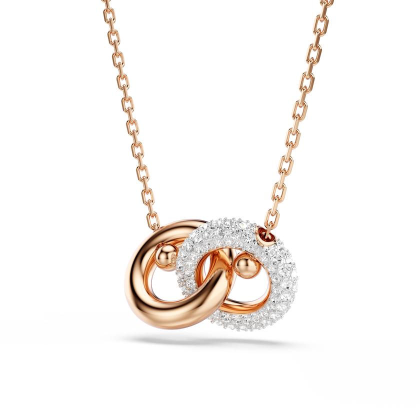 swarovski dextera pendant  round cut  white  rose gold tone plated