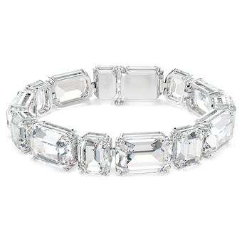 Millenia Tennis bracelet, Octagon cut, White, Rhodium plated swarovski millenia tennis bracelet  octagon cut  white  rhodium plated