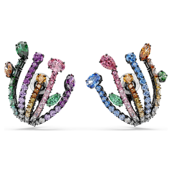swarovski matrix earrings  mixed cuts  bouquet  multicolored  ruthenium plated