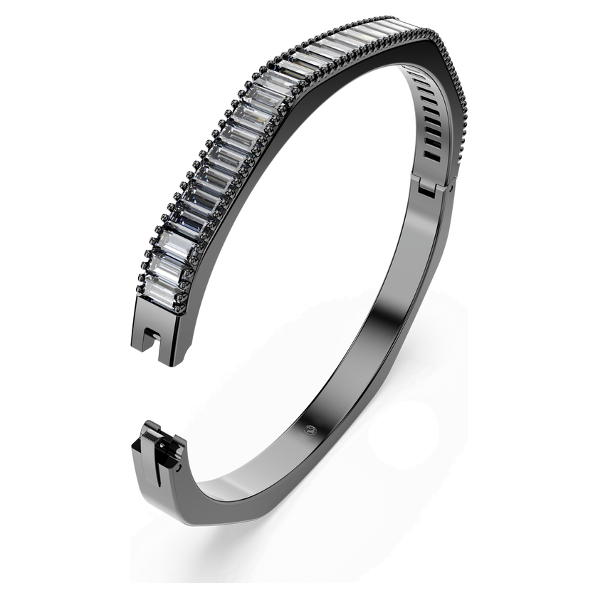 swarovski matrix bangle  baguette cut  gray  ruthenium plated