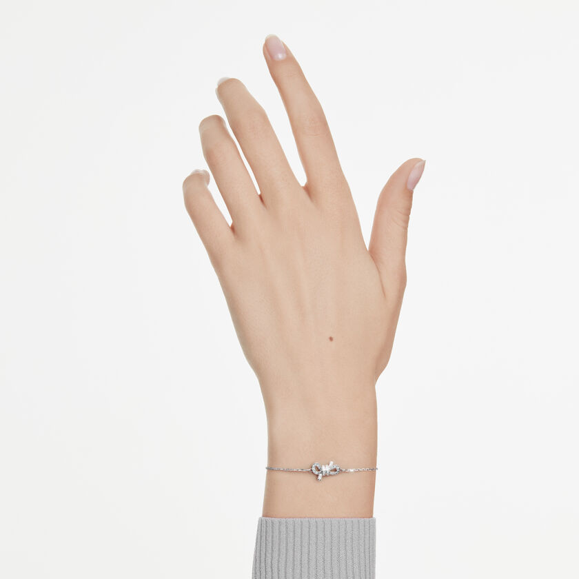 swarovski lifelong bracelet  pav   bow  white  rhodium plated