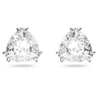 Millenia stud earrings, Trilliant cut, White, Rhodium plated swarovski millenia stud earrings trilliant cut white rhodium plated