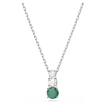 swarovski attract trilogy pendant  green  rhodium plated
