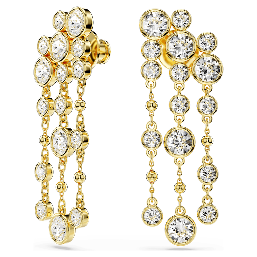 swarovski imber drop earrings  round cut  chandelier  white  gold tone plated