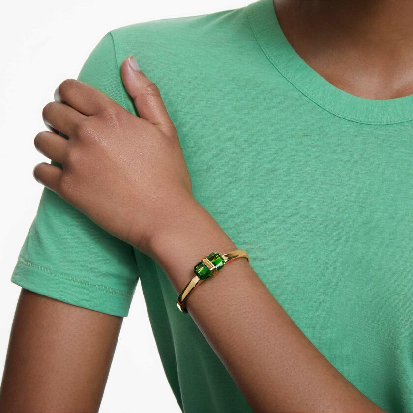 swarovski lucent bangle  magnetic  green  gold tone plated