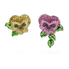 swarovski alice in wonderland stud earrings asymmetrical design flower multicolored rhodium plated