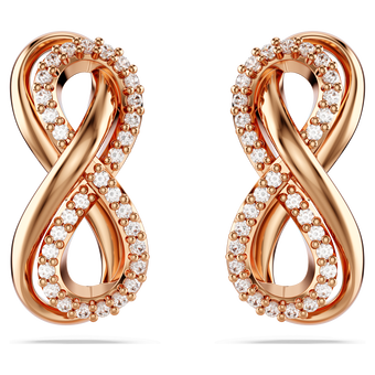 swarovski hyperbola stud earrings infinity white rose gold tone plated