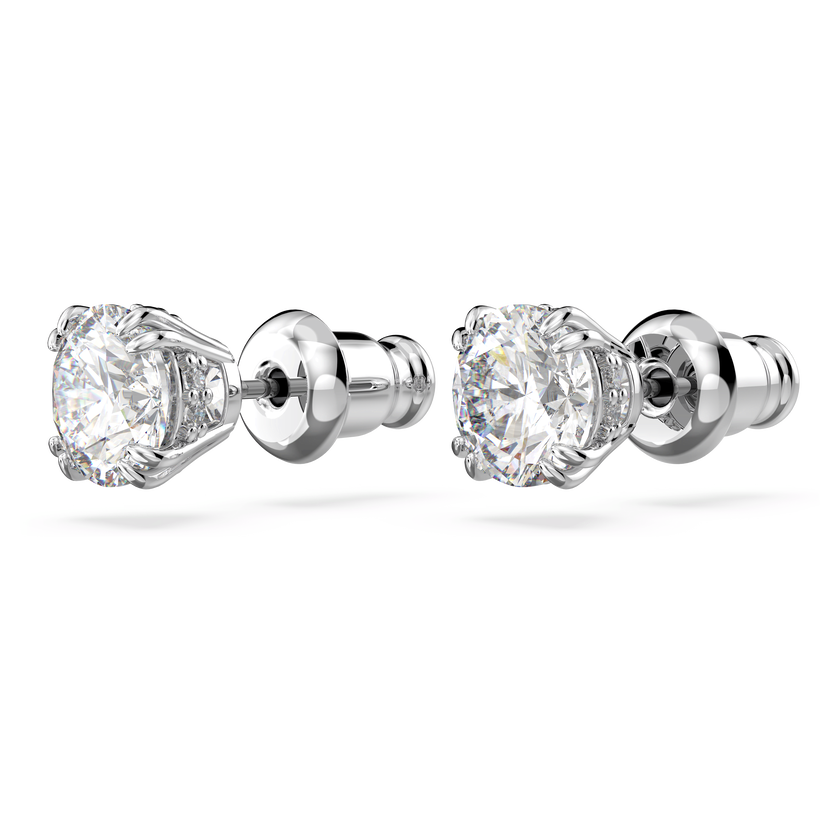 swarovski stilla stud earrings  round cut  white  rhodium plated