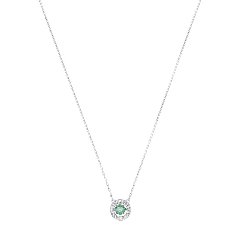 Sparkling Dance Necklace, Green, Rhodium plated