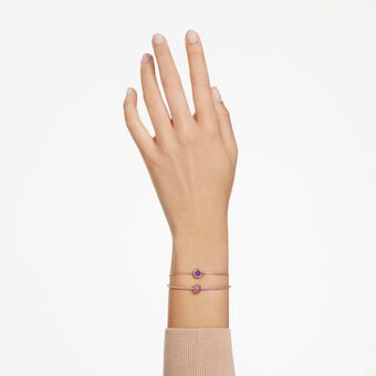 swarovski chroma bangle  mixed cuts  pink  rose gold tone plated