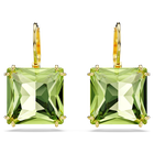 swarovski millenia earrings square cut crystal green gold tone plated
