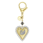 Vintage Swan Bag Charm, White, Gold-tone plated