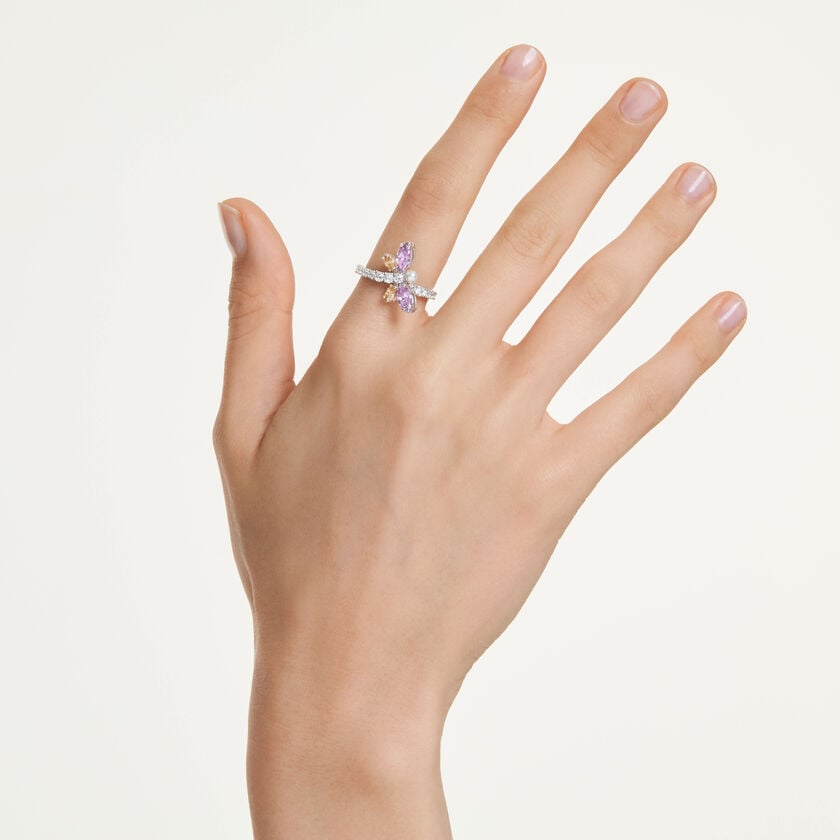 ariana grande x swarovski motif ring  mixed cuts  dragonfly  multicolored  rhodium plated