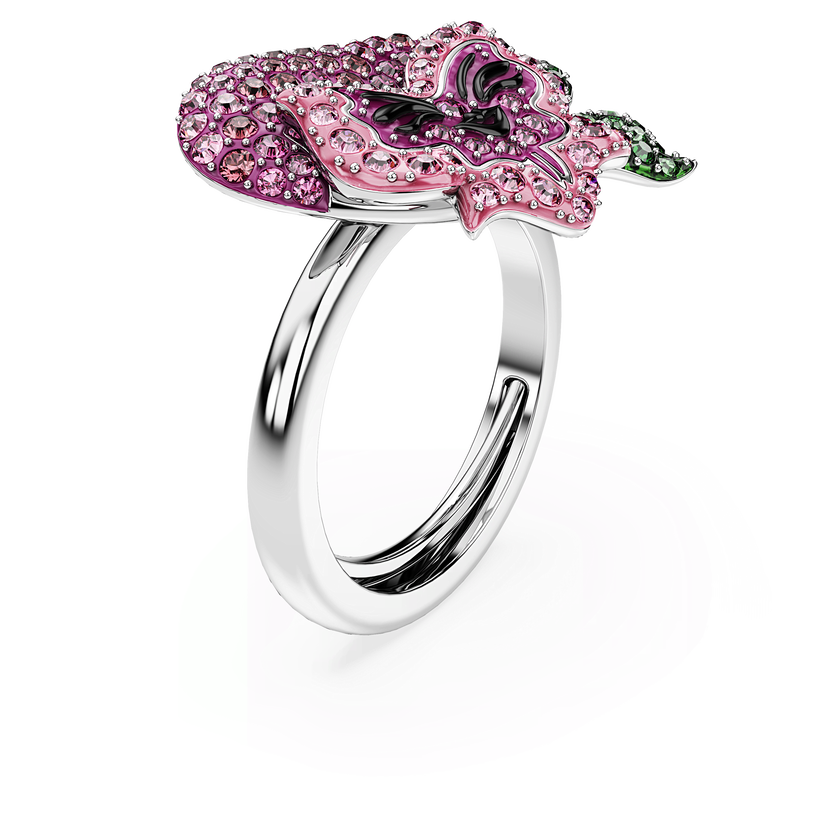 swarovski alice in wonderland cocktail ring  flower  multicolored  rhodium plated