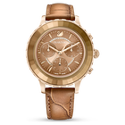 Octea Lux Chrono watch, Leather strap, Brown, Gold-tone finish