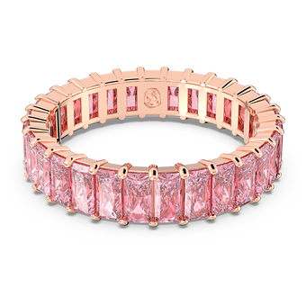swarovski matrix ring  baguette cut  pink  rose gold tone plated