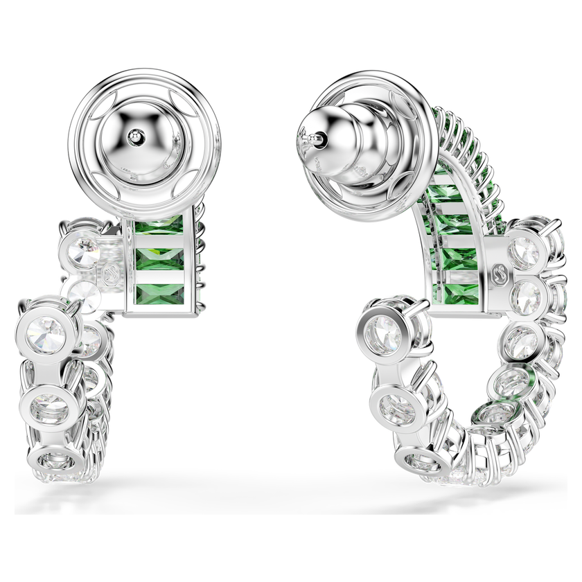 swarovski matrix hoop earrings  mixed cuts  green  rhodium plated
