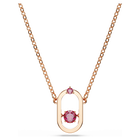 swarovski sparkling dance pendant round cut oval shape red rose gold tone plated