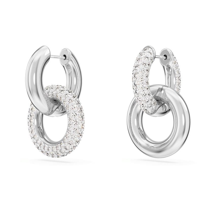 swarovski dextera hoop earrings  interlocking loop  white  rhodium plated