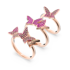 Lilia set, Butterfly, Pink, Rose-gold tone plated